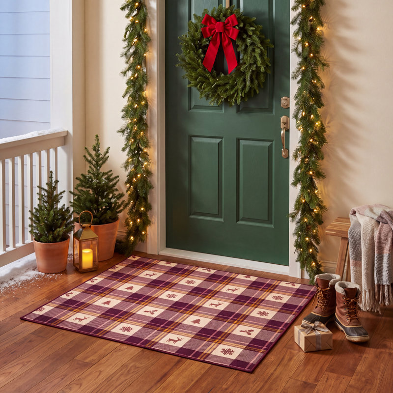 Tapis de Noël moderne Ufford, Tapis de couloir 3 pi 3 po x 13 pi 9 po
