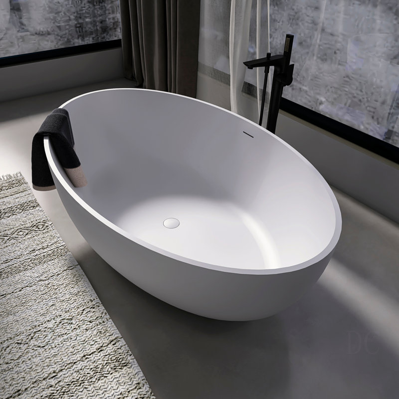 Baignoire de trempage autoportante à surface solide de 67 pouces pour salle de bain