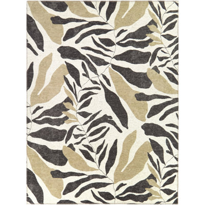 Ahmik Cream Abstract Modern Area Rug