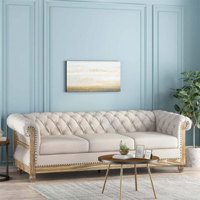 3-Seat Sofa With Wooden Legs, Retro Style For Living Room