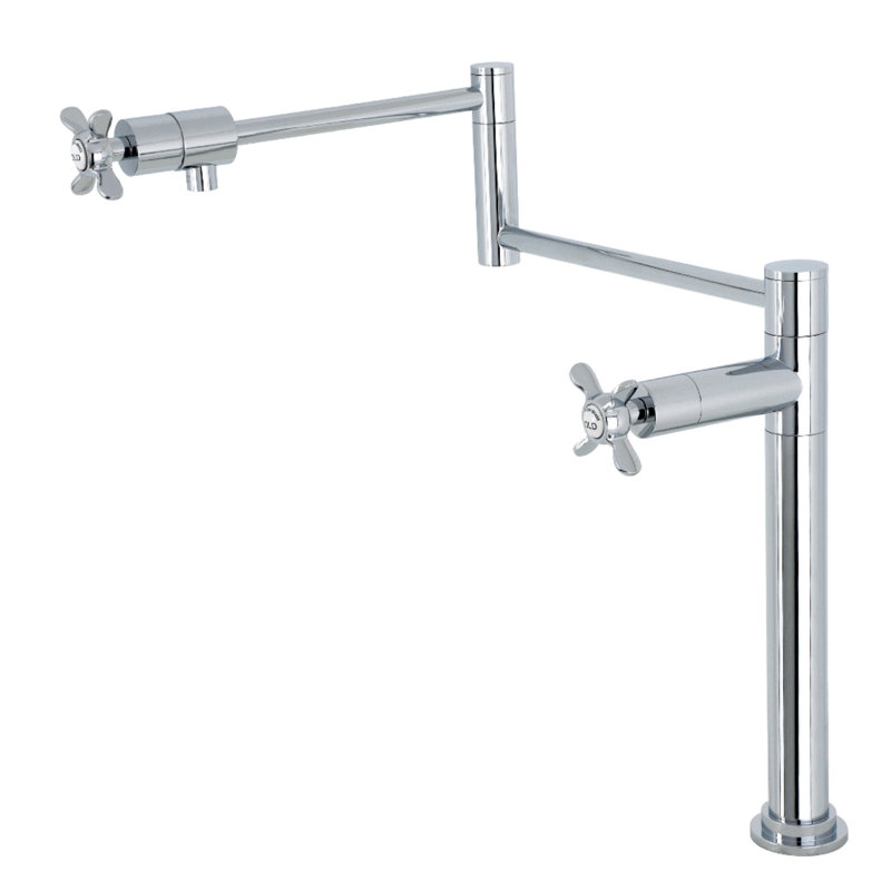 Kingston Brass Essex Two-Handle 1-Hole Deck Mount Pot Filler Faucet, Polished Chrome