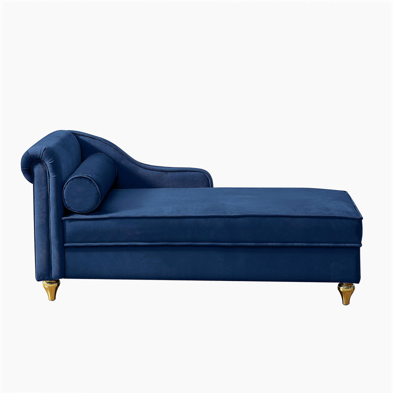 Chaise longue moderne avec revêtement en velours, Marine