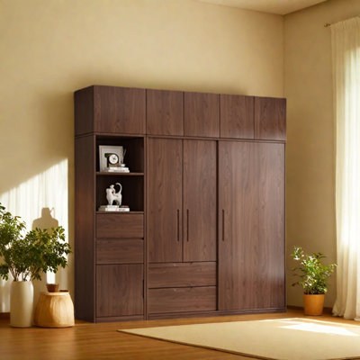 Garde-robe simple couleur noyer classique