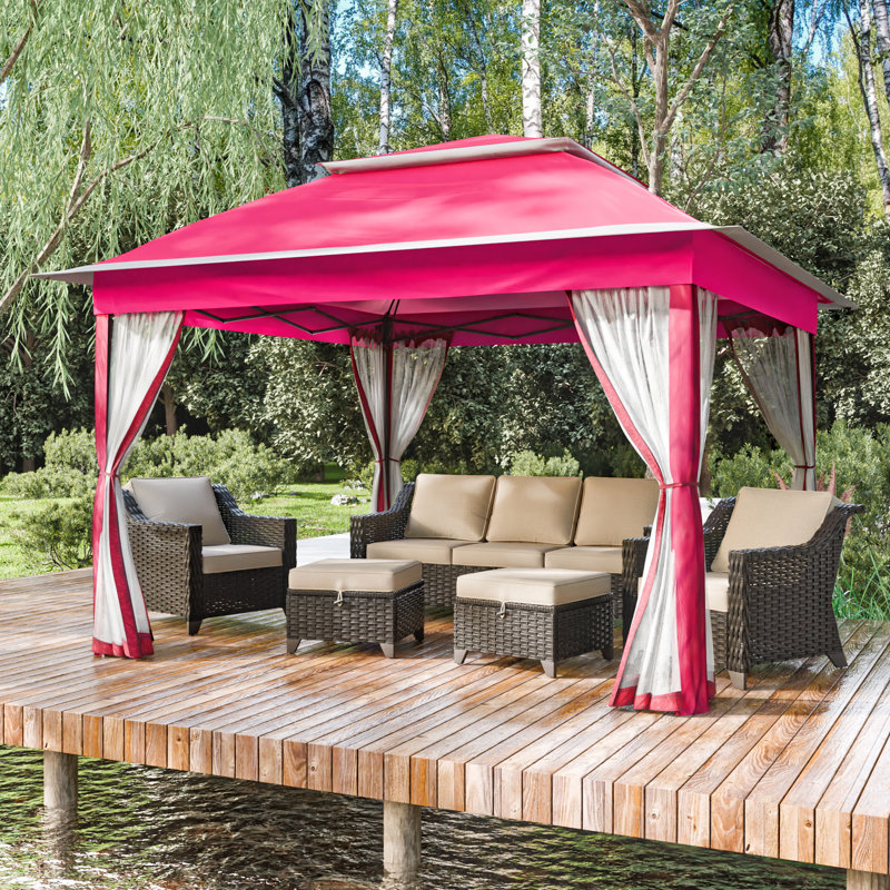 11 Ft. W x 11 Ft. D Steel Pop-up Gazebo, Pink
