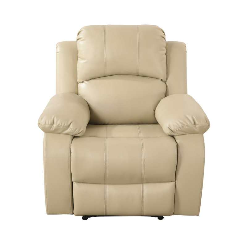 Azuredee 38.5" Wide Faux Leather Manual Standard Recliner, Beige Faux Leather