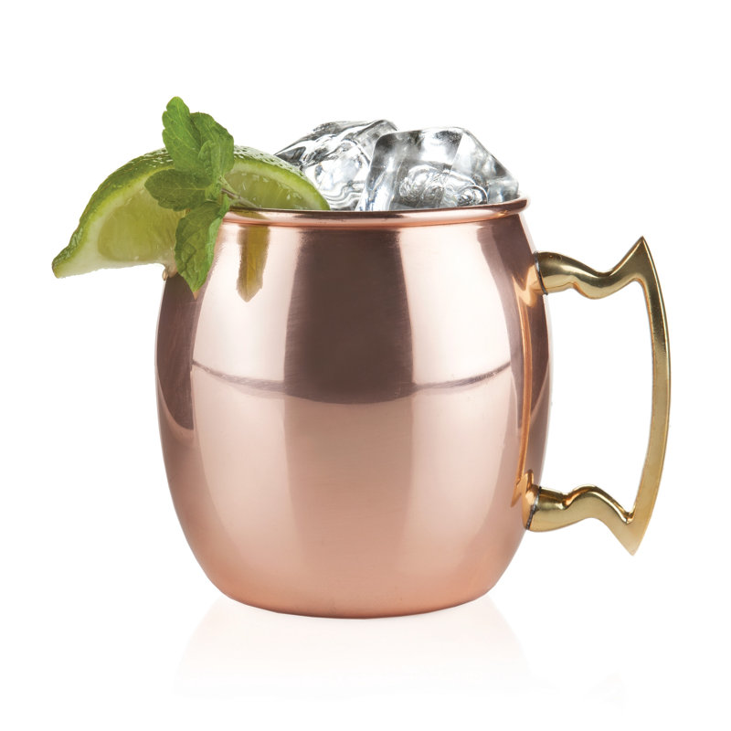 Solid Copper Moscow Mule Mug with Brass Handle, 16 oz