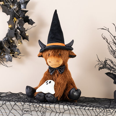 19"H Halloween Fabric Highland Cow Shelf Sitter