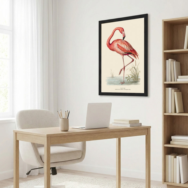Tableau mural sur toile tendue représentant un flamant rose (1 pièce), H 24 po x l 16 po