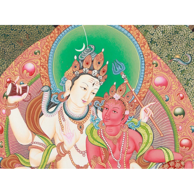 Mahadev Parvati, Newari Thangka (Thangka sans brocart)