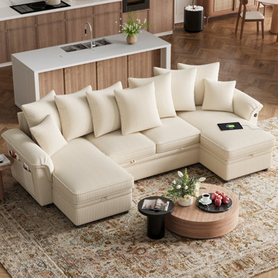 Canapé modulaire en forme de U avec méridienne de rangement Felipe