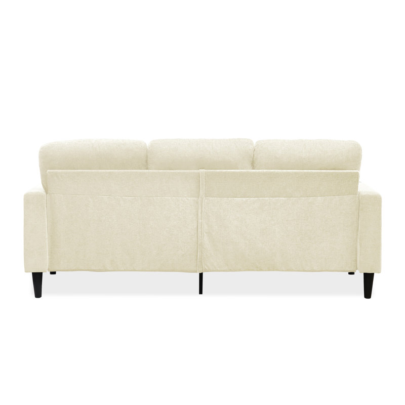 Canapé modulaire en L à 3 places avec méridienne de rangement Modern Studio, Blanc cassé