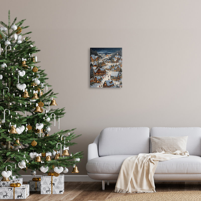 Village de Noël enneigé, H 20 po x l 16 po x P 1,5 po