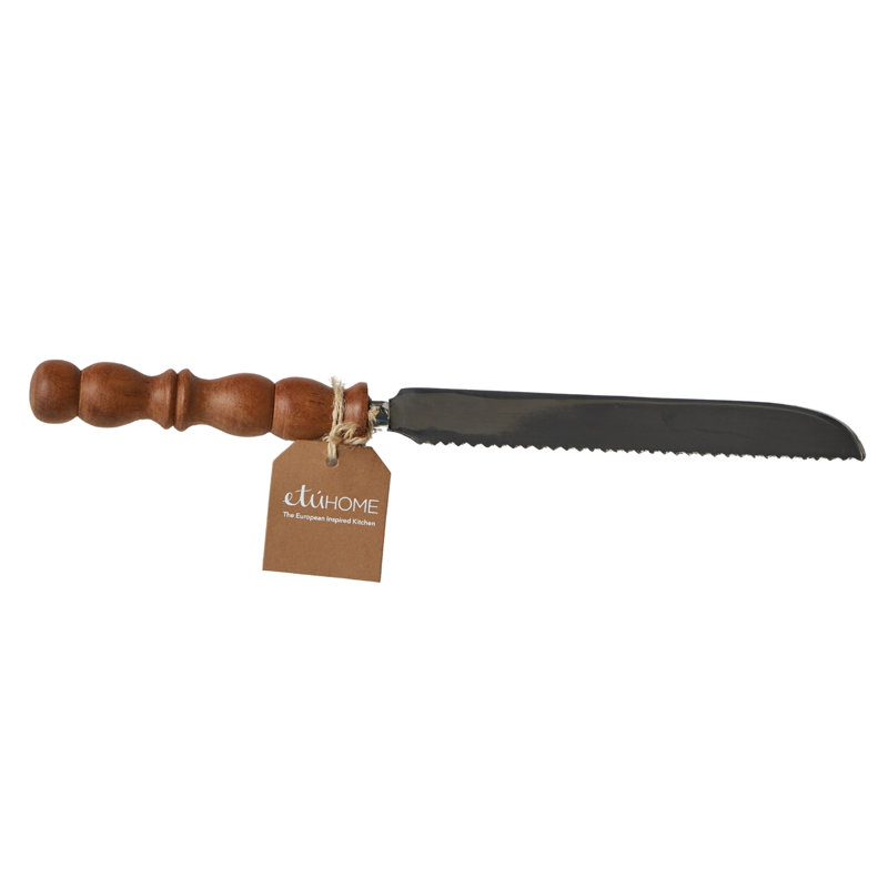 Couteau à pain dentelé, manche en bois
