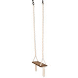 Cotton Macrame And Brown Pine Swing With Brass Hooks, "Caribbean Breeze" Dakota Fields Corantin Wood 57'' Brown/Beige DIY Swing Set Kit with Mounting Hangers