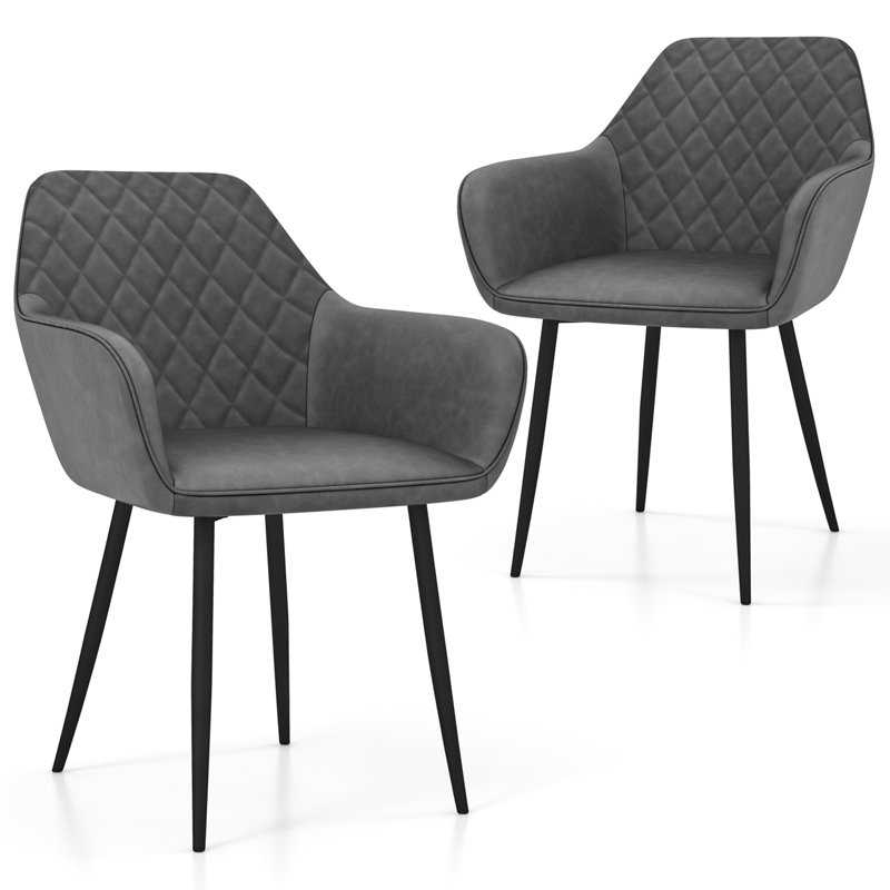 Chaises d'appoint rembourrées avec dossier incurvé Leisure, 2, Gris