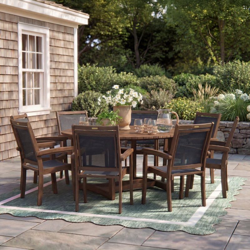 Fleur 8-Person Eucalyptus Patio Dining Set with Round Table
