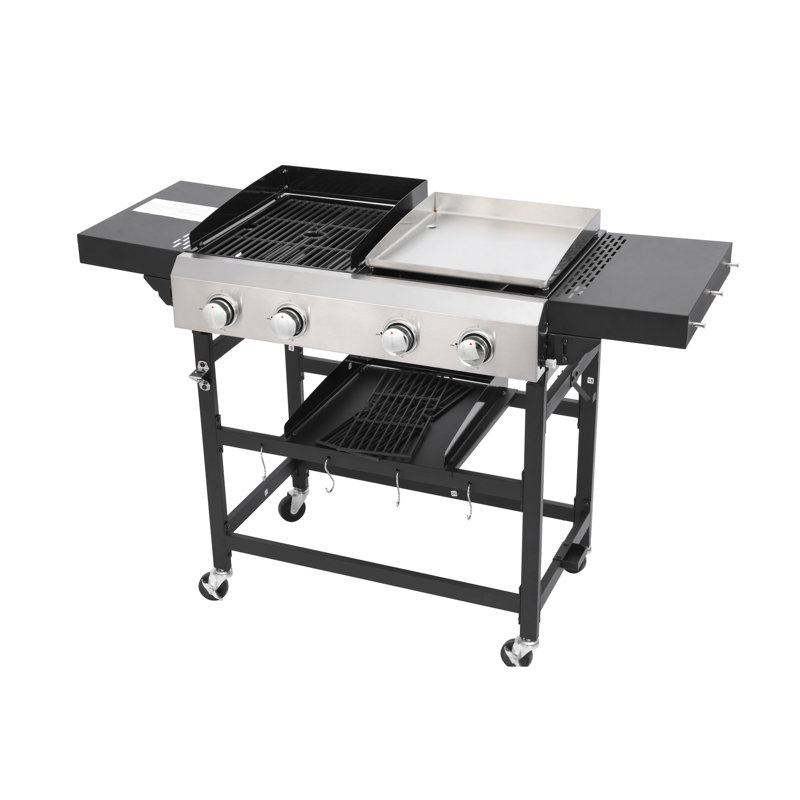 2 brûleurs à gaz et gril, corps de poêle émaillé, thermolaqué, tête en acier inoxydable, 38200, espace de cuisson, brûleurs, grilles en fonte, plaque de cuisson, surface 38240, dimensions du gril