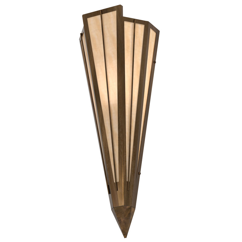 1 - Light Flush Mounted Sconce, Antique Copper, Beige, Glass
