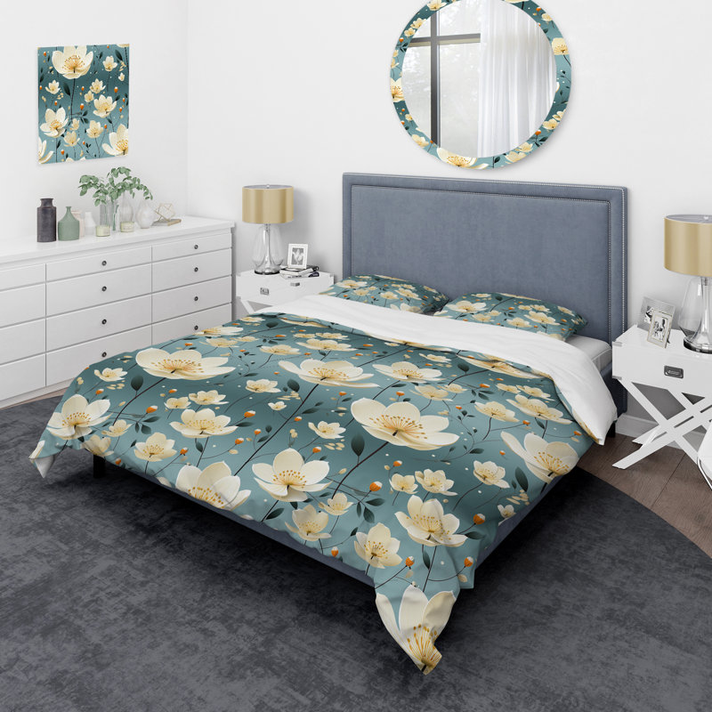 Ensemble de housse de couette à motif floral Essence Petals Blooms, Housse de couette pour très grand lit et 2 très
