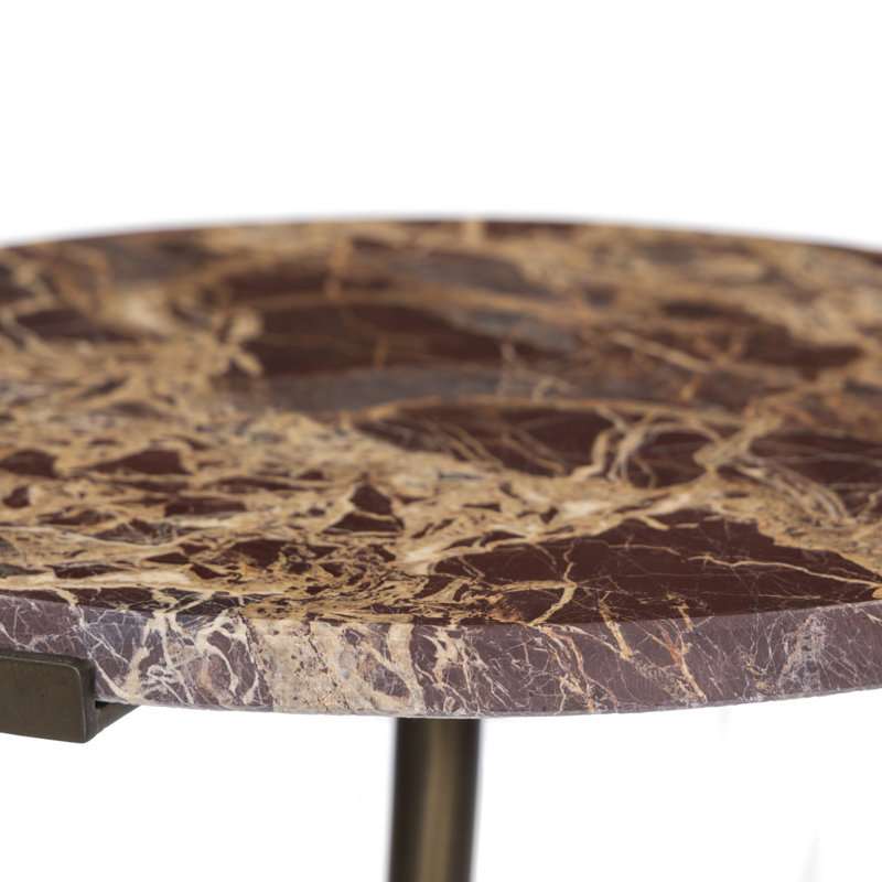 SOPHIE Marble End Table, Brown Top/Brown Base