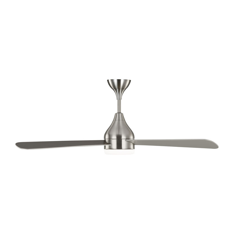 Smart LED Ceiling Fan, 60 inches, Brushed Steel with Silver/Walnut Reversible Blades