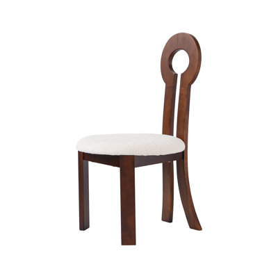 Vintage Rubber Solid Wood Dining Chair, Sheep Plush Dining Chair, Armless Dining Chair