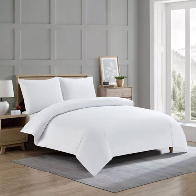 Violet Linen Percale Solid Pattern, Luxury Ultra Soft and Breathable 200 Thread-Count Cotton Percale, White, Twin 39-inch, , Bedding Duvet Cover Set Percale Solid Pattern