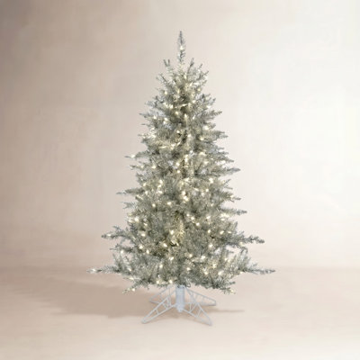 Silver 6.5' Pre-Lit Fir Christmas Tree