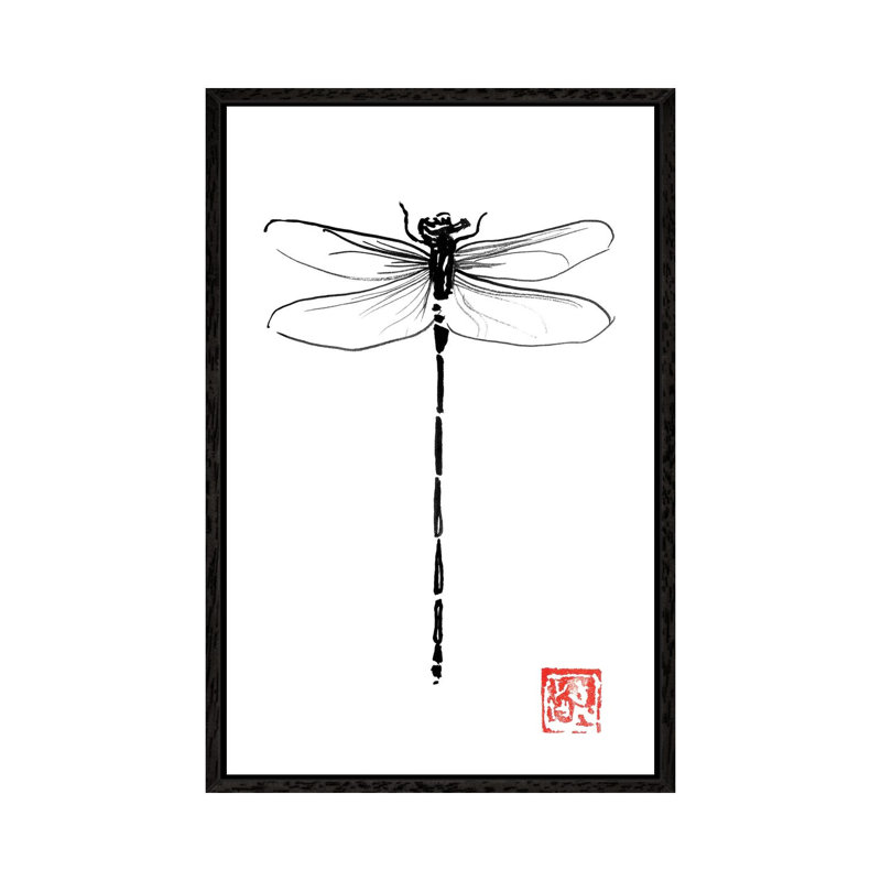 Dragonfly by Péchane - Painting on Canvas, 152.5 cm H x 101.5 cm W, Black Framed