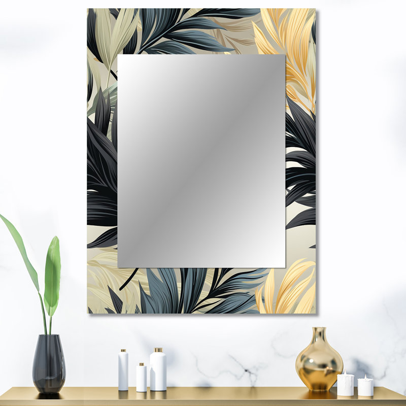 Amieva, miroir, motif tropical tropical - décor de miroir mural unique tropical, grand miroir tropical, impression d'art en métal