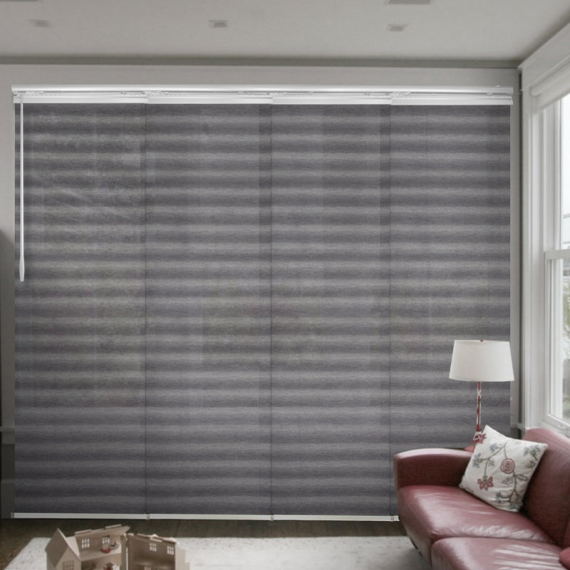 Grifton Ottoline Black 4-Panel Single Rail Panel Track Extendable 48"-88"W, Panel width 23.5", 88"W x 94"L, Satin Nickel