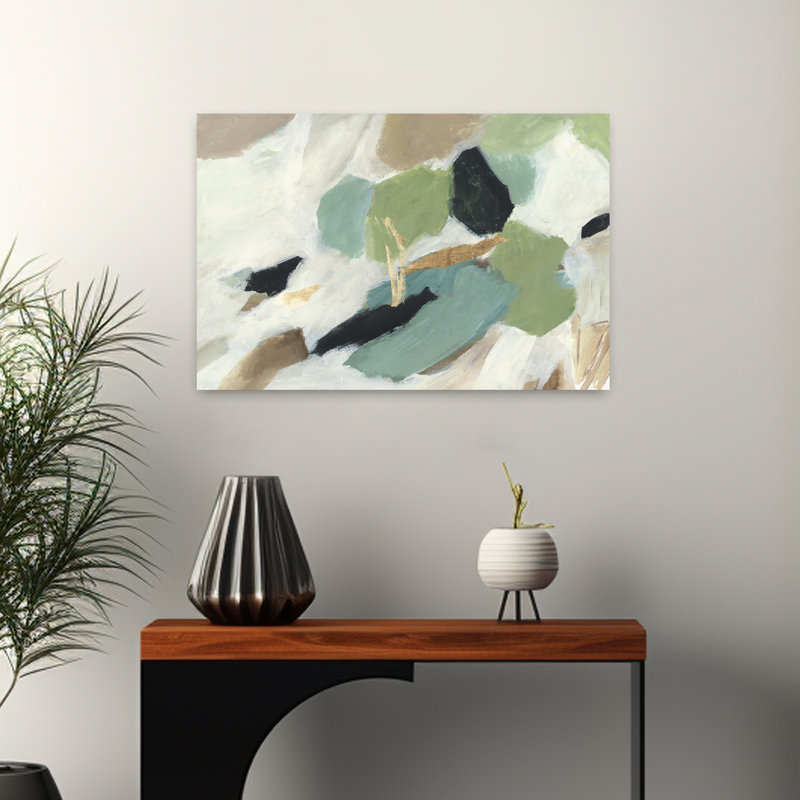 Vert, sérénité, art biologique moderne et abstrait, H 16 po x l 24 po