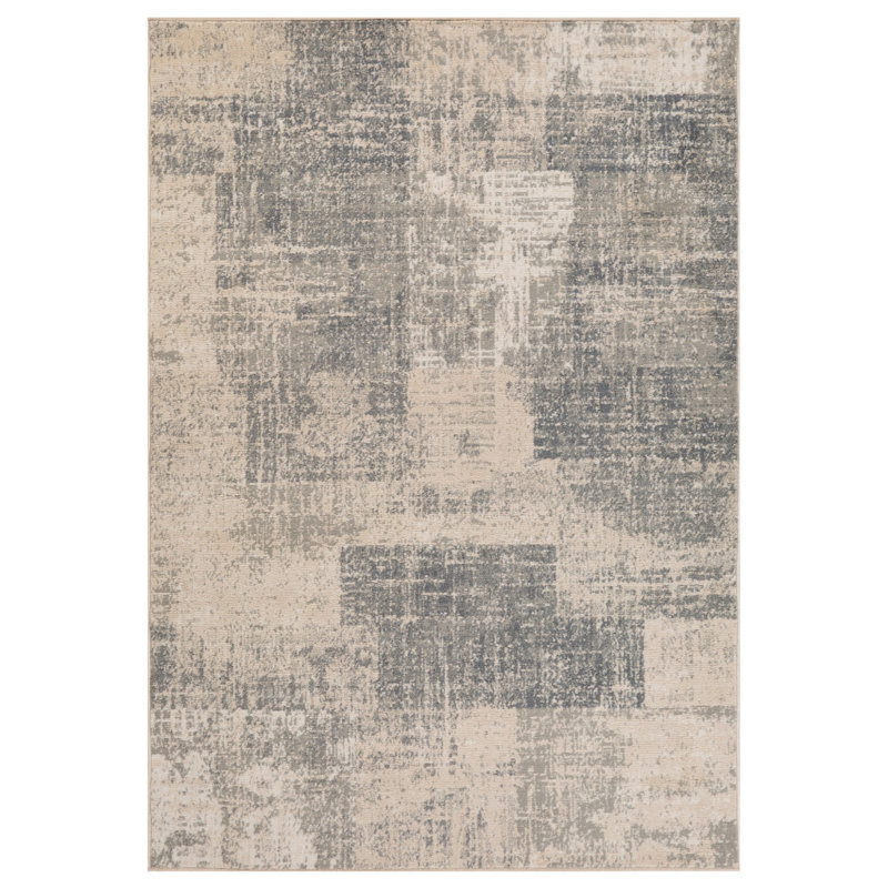 6' X 9' Light Blue Abstract Power Loom Area Rug