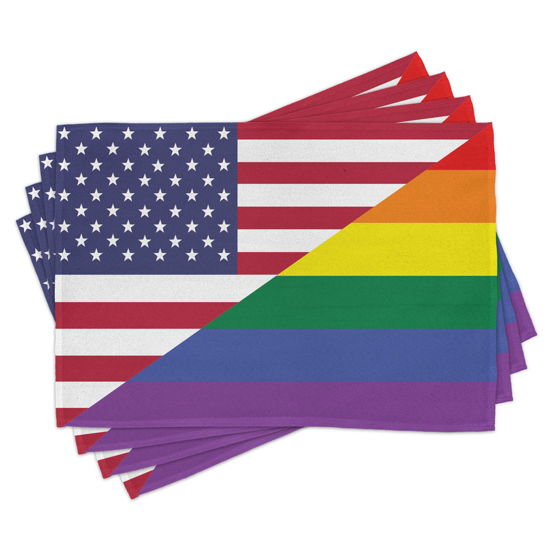 Platzdeckchen 4er Set, Flagge USA Regenbogenfarben, Multicolor