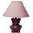 13" Tall Ceramic Table Lamp, Teddy Bear design with Pink finish, Linen Shade