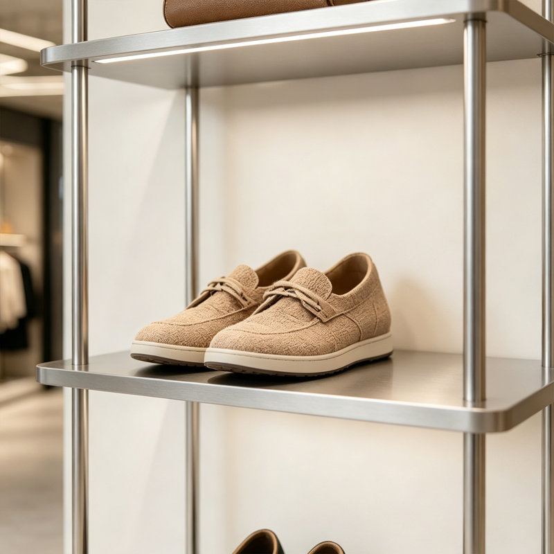 Vitrine simple en acier inoxydable argenté