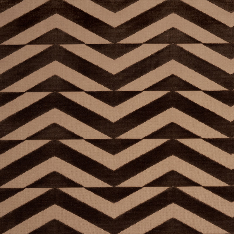 Tissu en velours Schumacher x Miles Redd, Brun / brun clair