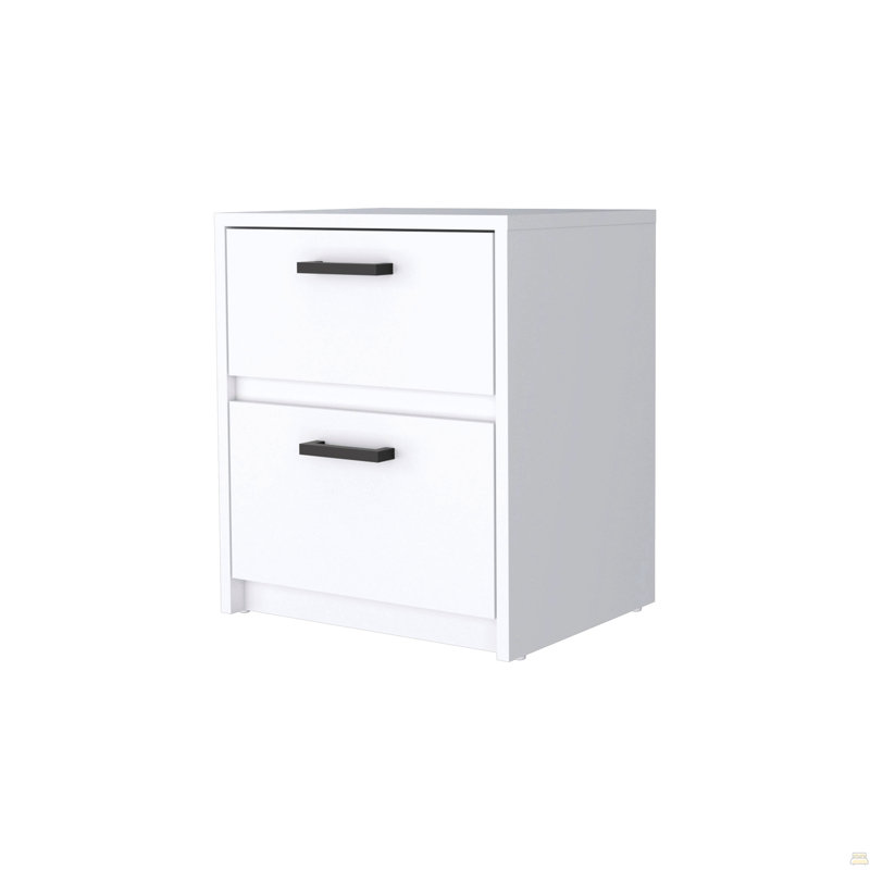 Table de chevet 2 tiroirs, Blanc