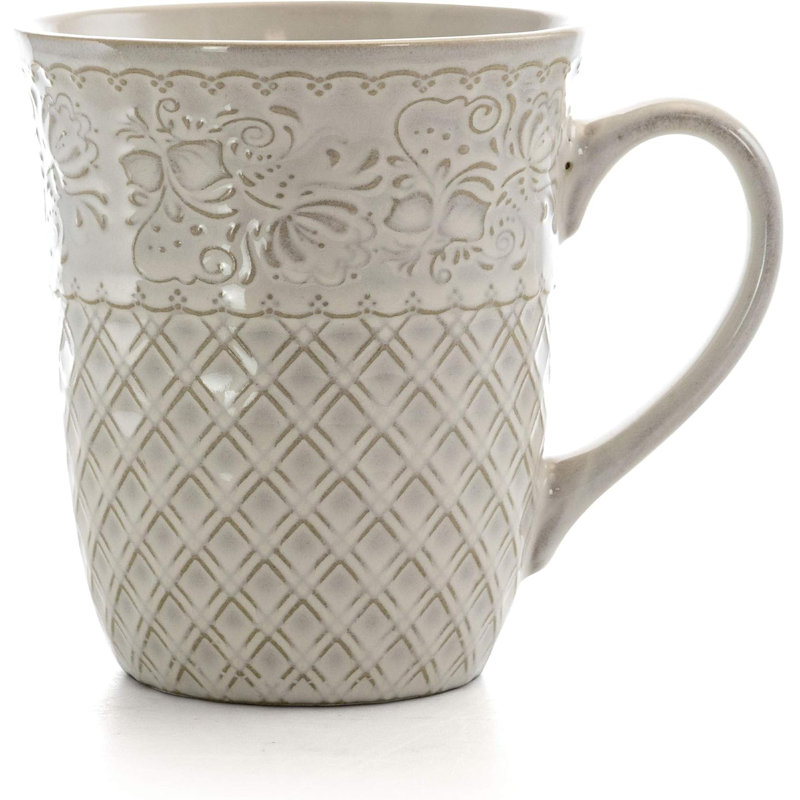 Ivory Floral Ceramic Square Dinnerware Set, Service for 4
