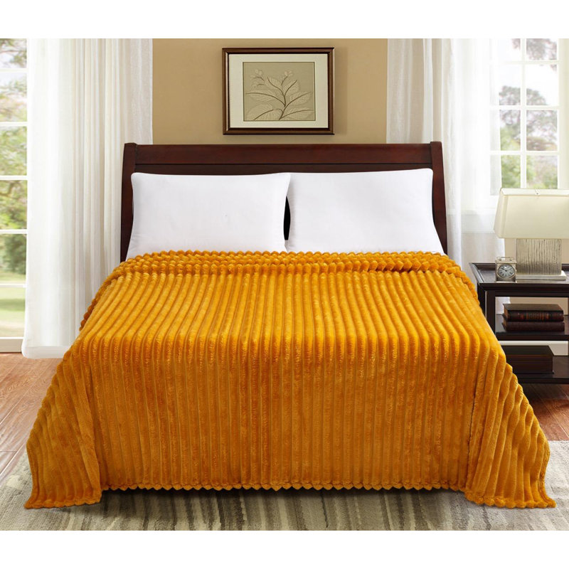 Machine Woven Throw Blanket, Mustard, 240cm x 200cm