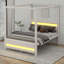 Grand lit plateforme à baldaquin tapissier avec lumières DEL