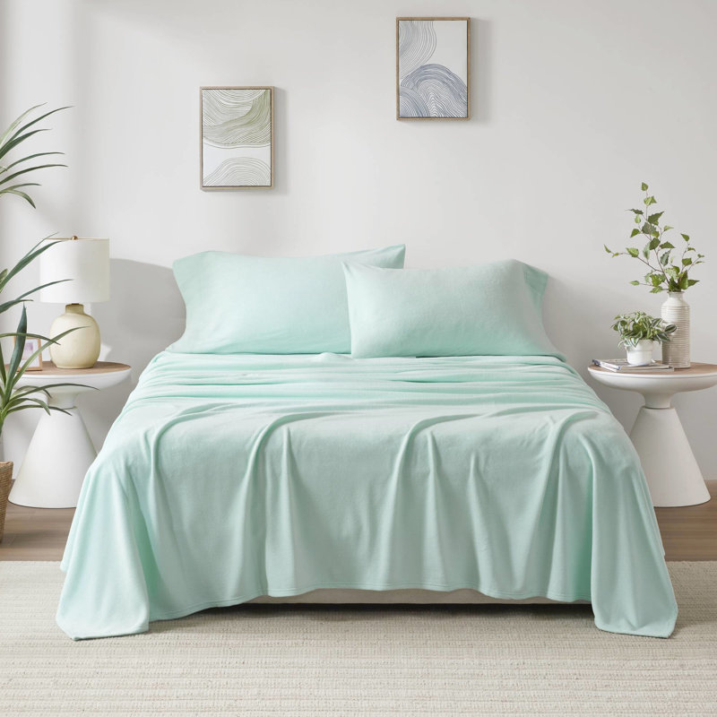 Drap-housse 100% molletonné 3 pièces peluches à la main douillettes 2 taies d'oreiller plates lavables à la machine sans agent nocif