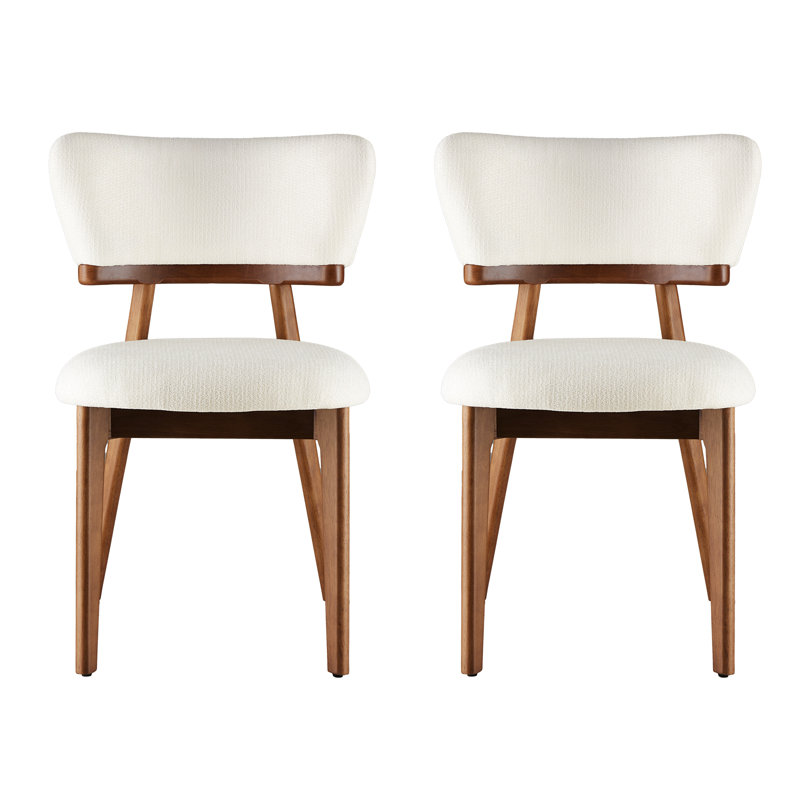 Upholstered Solid Wood Dining Chair Side Chair, Beige