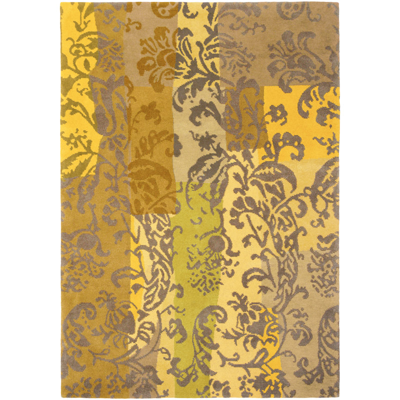 Tapis beige/brun clair en laine noué la à la main floral Aylor