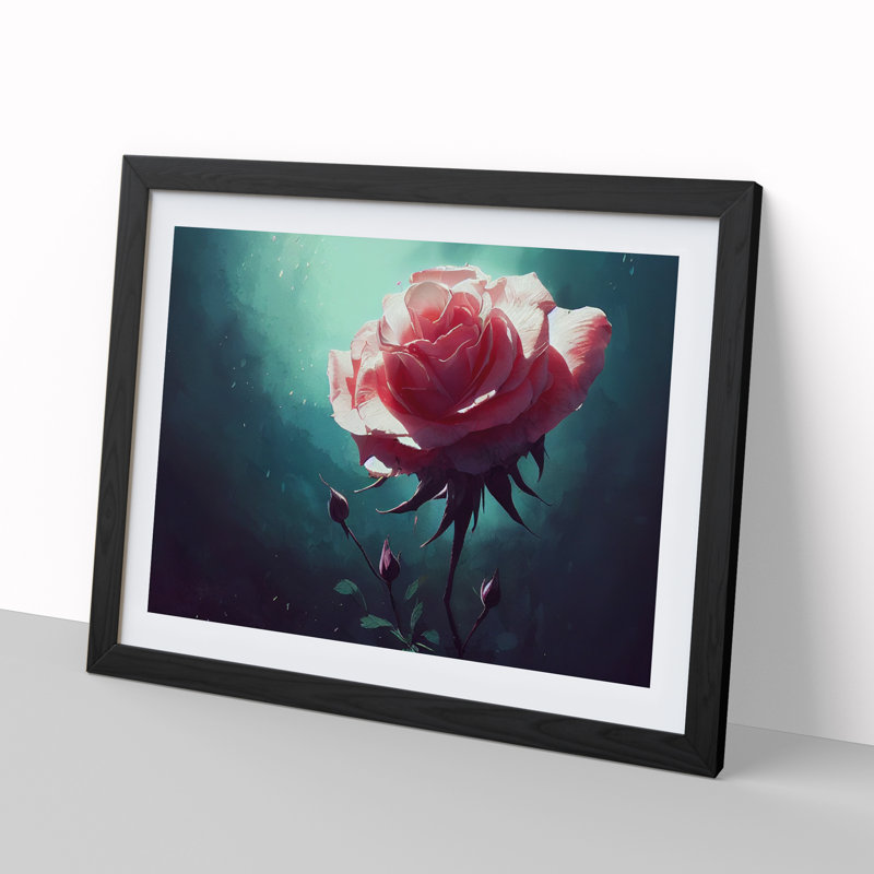 Boundless Rose Flower - Single Picture Frame Print, 46cm H x 64cm W x 2cm D, Black Framed