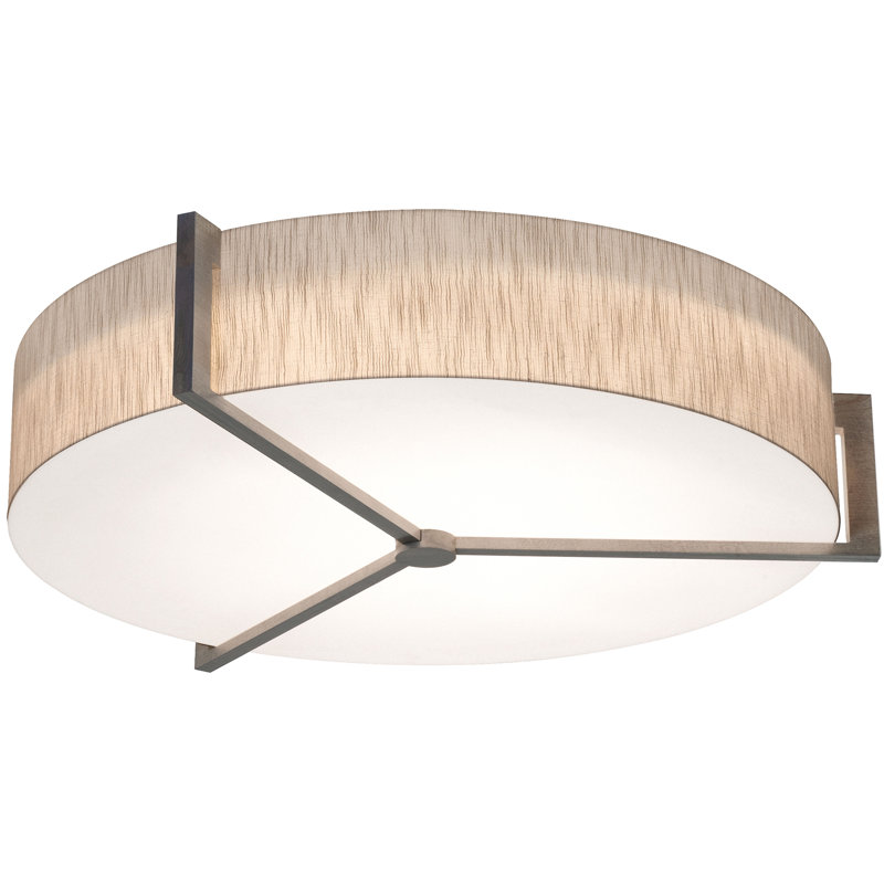 Leeroy LumaFuse Flush Mount, Beige, Weathered Gray/White, 7.25" H  x 33.33" W x 33.33" D