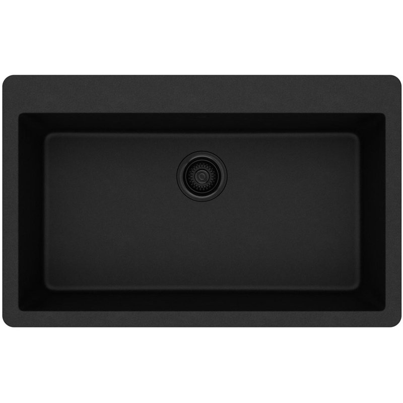 Quartz Classic 33" x 20-7/8" x 9-7/16" Drop-in Mount Kitchen Sink, Black