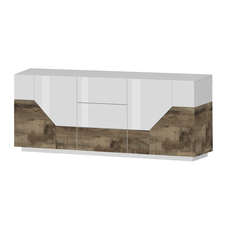 Mezius 220cm Sideboard, White/Maple