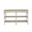 Console 63 x 19,5 x 35,5 po à trois niveaux en bois au fini blanc vieilli et beige