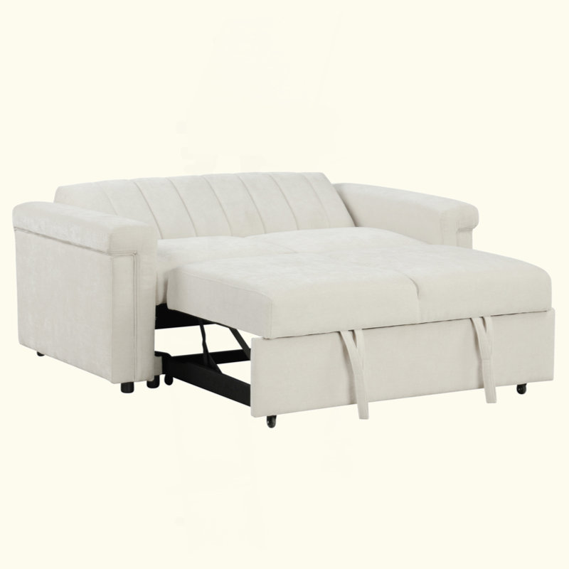 Canapé convertible polyvalent, Beige, H 31,55 po x l 63,05 po x P 35,05 po